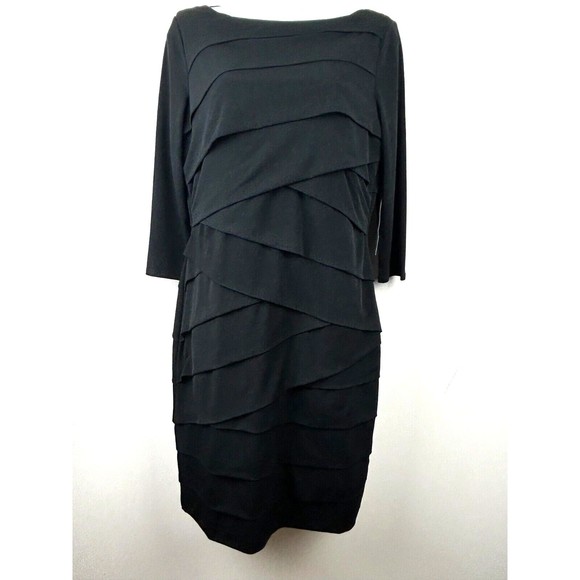 White House Black Market Shapewear Slimming Black Bandage Dress 14 Petite NWT - Picture 4 of 10